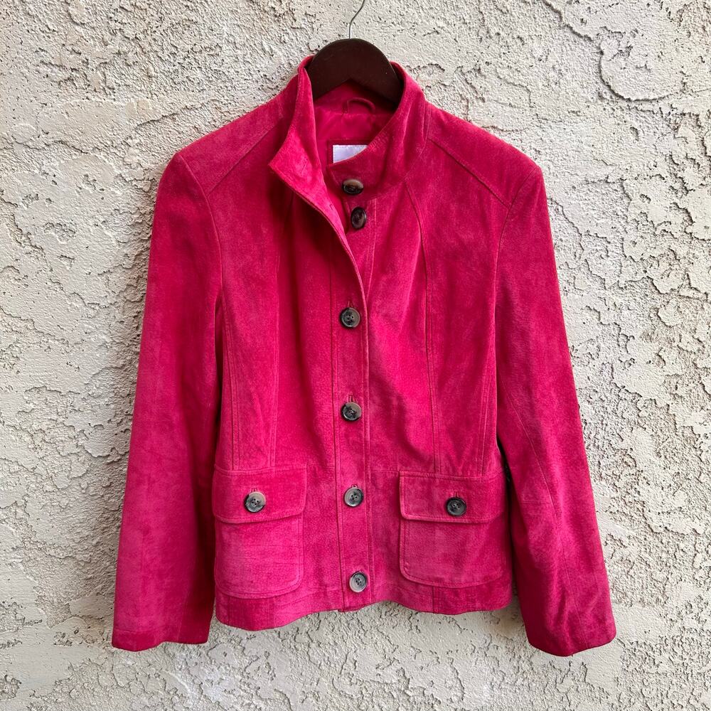 Vintage Marshall Fields Pink Suede Leather Jacket Womens Size 8